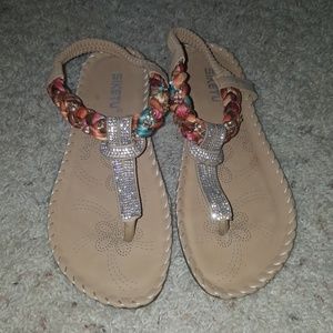 Multi colored rhinestone sandals